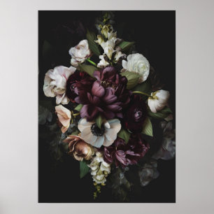 Dedicated Mörk Blommig Affisch Print