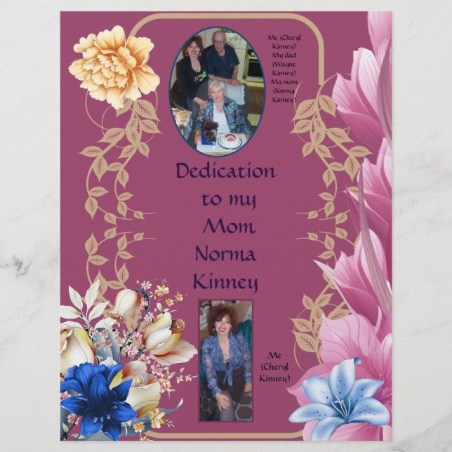 Dedication my mamma Norma Kinney Personlig Papper (Framsida)