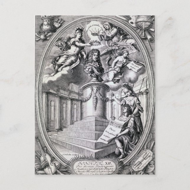 Dedicatory engrave to Gottfried Finger, 1688 Vykort (Framsida)