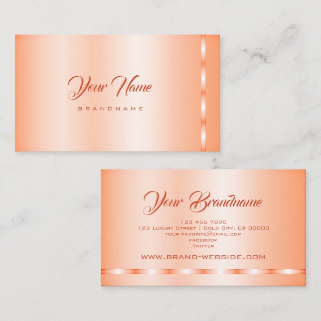 Dedicerad Shimmery Pastel Peach-Orange dekorativ Visitkort (Fram/baksida)