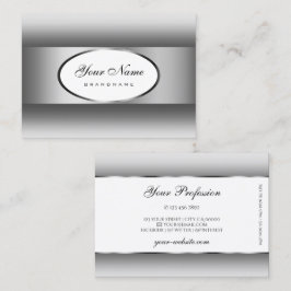 Dedicerad Silver Grått Vit Oval Oval Shape Ram Visitkort