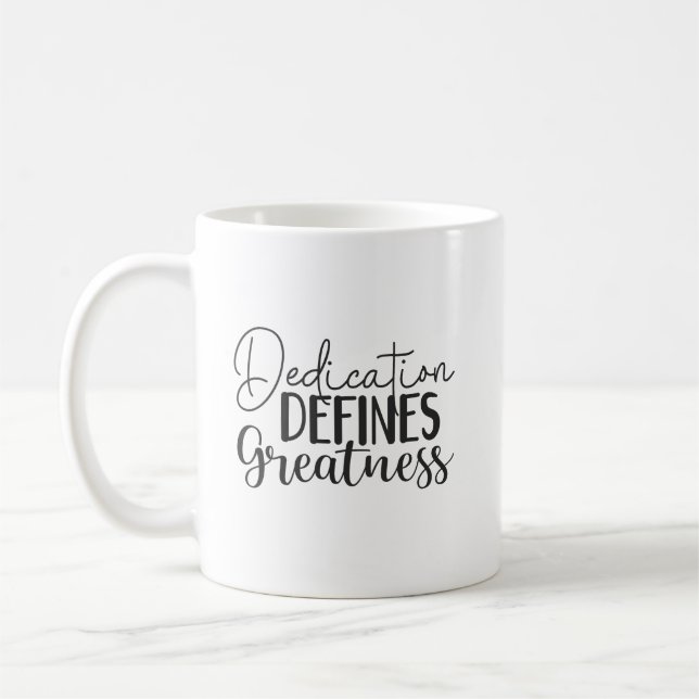 Dedikation definierar storhet, gym, handlige, fram kaffemugg (Vänster)