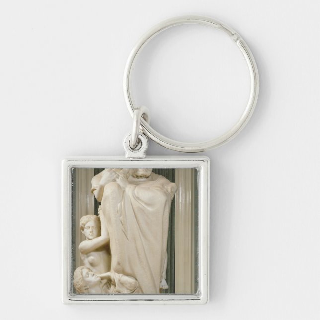 Dedikation till Brahms, 1909 Fyrkantig Silverfärgad Nyckelring (Framsidan)