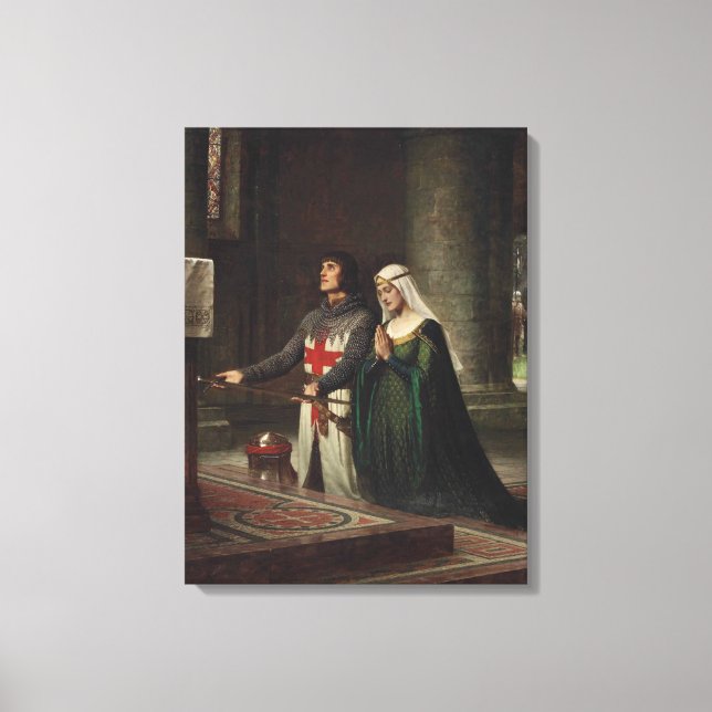 Dedikationen (Medeltida riddare och hans dam) Canvastryck (Framsida)