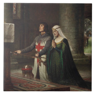 Dedikationen (Medieval Knight och Hans Dam) Kakelplatta