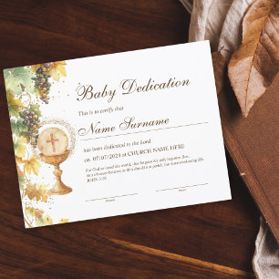 Dedikationsbevis för guld Baby, baptism