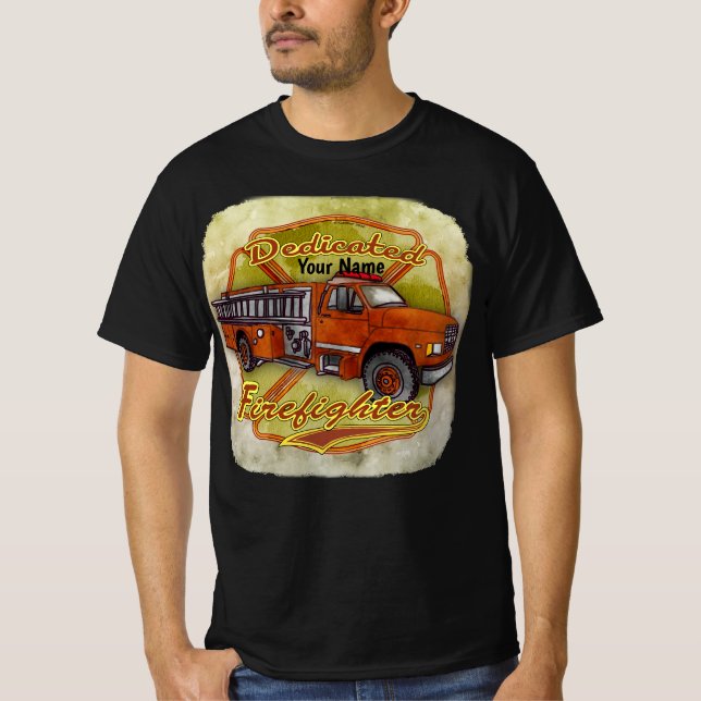 Dedikerad brandman  t shirt (Framsida)