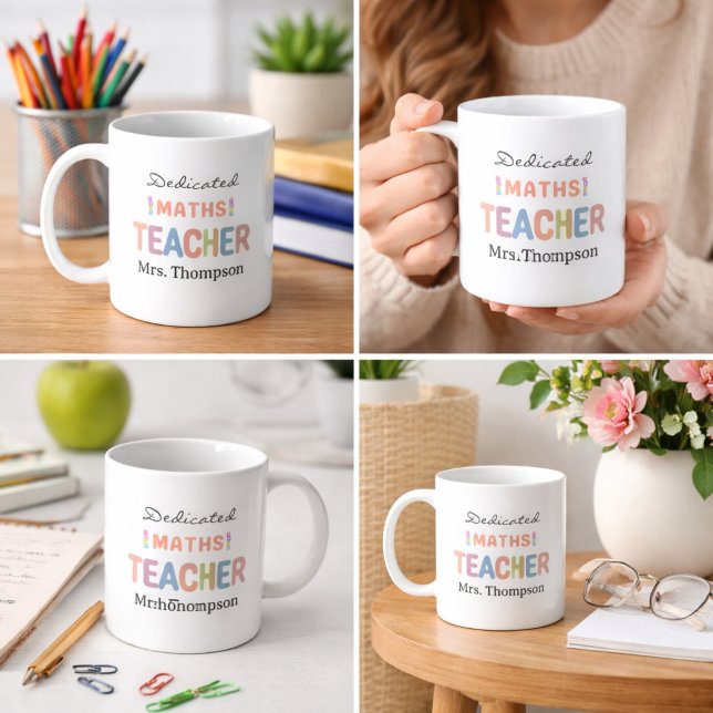 Dedikerad Matematiklärare Personlig Namn Kaffemugg (Dedicated Maths Teacher Personalized Name Coffee Mug)