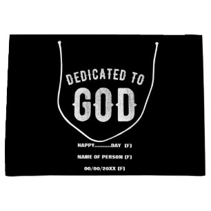 DEDIKERAD TILL GOD ANPASSADE COOLA VITTEXT