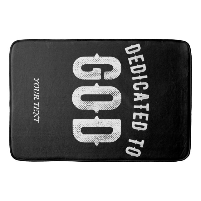 DEDIKERAD TILL GOD ANPASSADE COOLA VITTEXT BADRUMSMATTA (Framsidan)