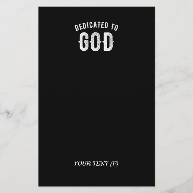 DEDIKERAD TILL GOD ANPASSADE COOLA VITTEXT BREVPAPPER (Framsida)