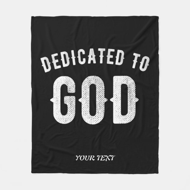 DEDIKERAD TILL GOD ANPASSADE COOLA VITTEXT FLEECEFILT (Framsidan)