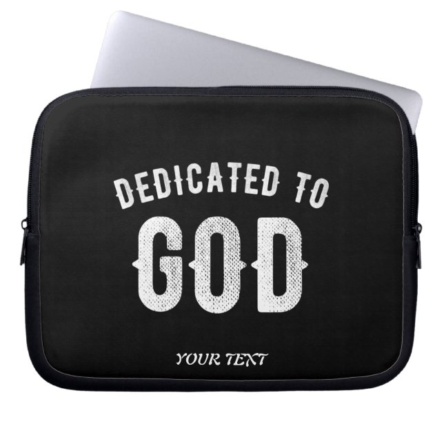 DEDIKERAD TILL GOD ANPASSADE COOLA VITTEXT LAPTOP FODRAL (Framsidan)