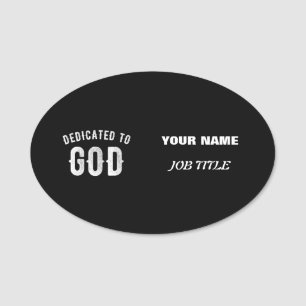 DEDIKERAD TILL GOD ANPASSADE COOLA VITTEXT NAMNBRICKA