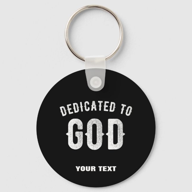 DEDIKERAD TILL GOD ANPASSADE COOLA VITTEXT NYCKELRING (Framsida)