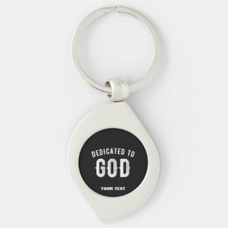 DEDIKERAD TILL GOD ANPASSADE COOLA VITTEXT SWIRL SILVERFÄRGAD NYCKELRING