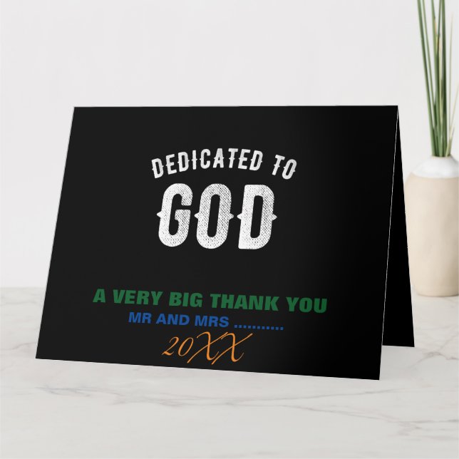 DEDIKERAD TILL GOD ANPASSADE COOLA VITTEXT TACK KORT (Framsida)