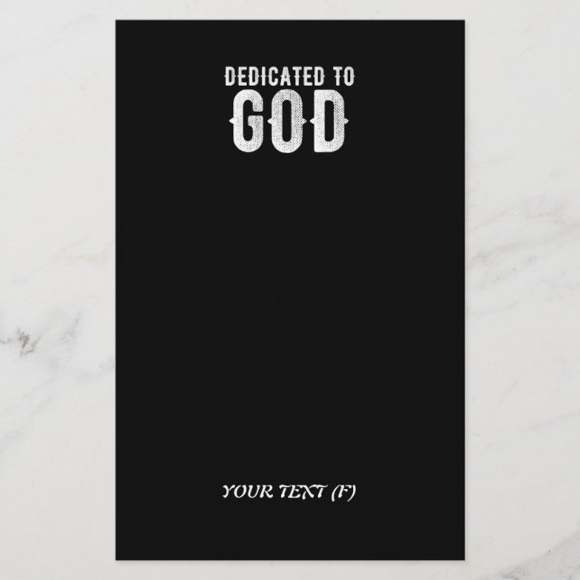 DEDIKERAD TILL GOD COOLA ANPASSADE VITTEXT BREVPAPPER (Framsida)