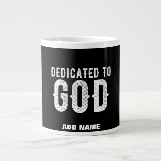 DEDIKERAD TILL GOD COOLA ANPASSADE VITTEXT JUMBO MUGG (Framsidan)
