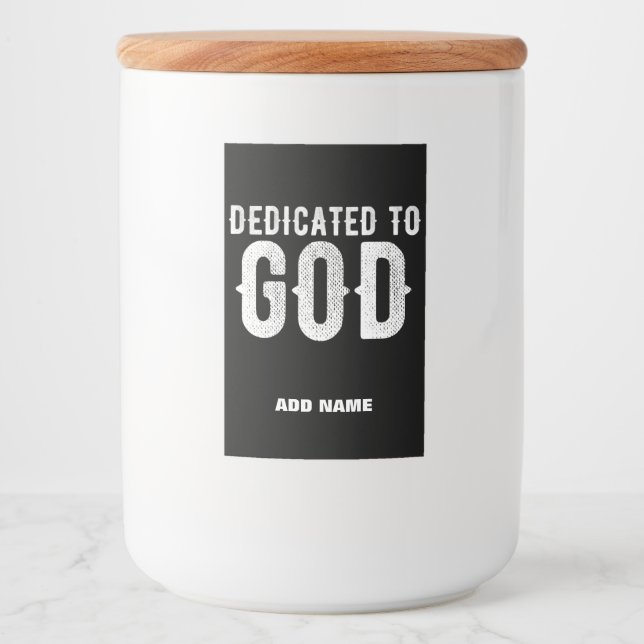 DEDIKERAD TILL GOD COOLA ANPASSADE VITTEXT MAT ETIKETT (Framsida)