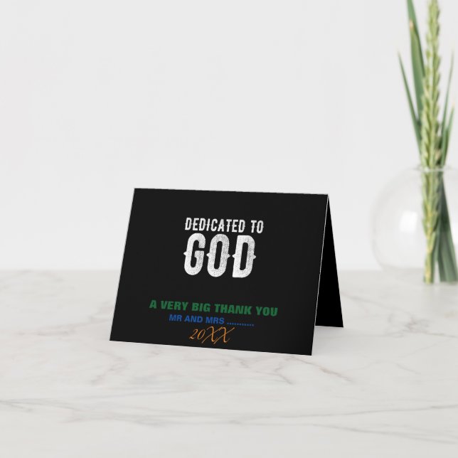 DEDIKERAD TILL GOD COOLA ANPASSADE VITTEXT TACK KORT (Framsida)