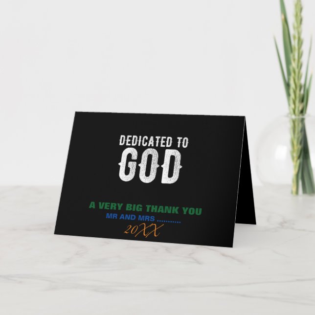 DEDIKERAD TILL GOD COOLA ANPASSADE VITTEXT TACK KORT (Framsida)