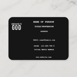 DEDIKERAD TILL GOD COOLA ANPASSADE VITTEXT VISITKORT
