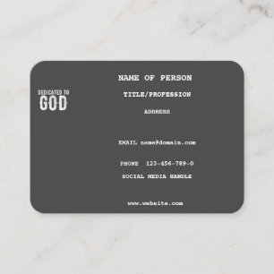 DEDIKERAD TILL GOD COOLA CUTE GRÅTT ANPASSNINGSBAR VISITKORT