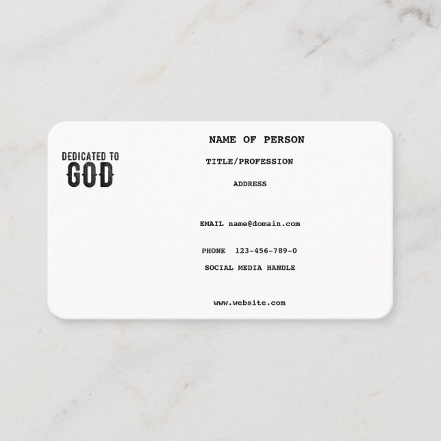 DEDIKERAD TILL SVART COOLA FÖR GOD ANPASSADE  VISITKORT (Framsida)