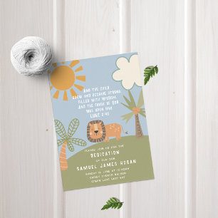 Dedikering av Baby för lejon och jungle Scripture Inbjudningar