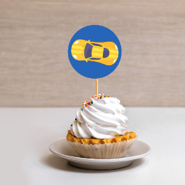 Dedikering av gult Tävla Racetrack Pojke Runt Klistermärke