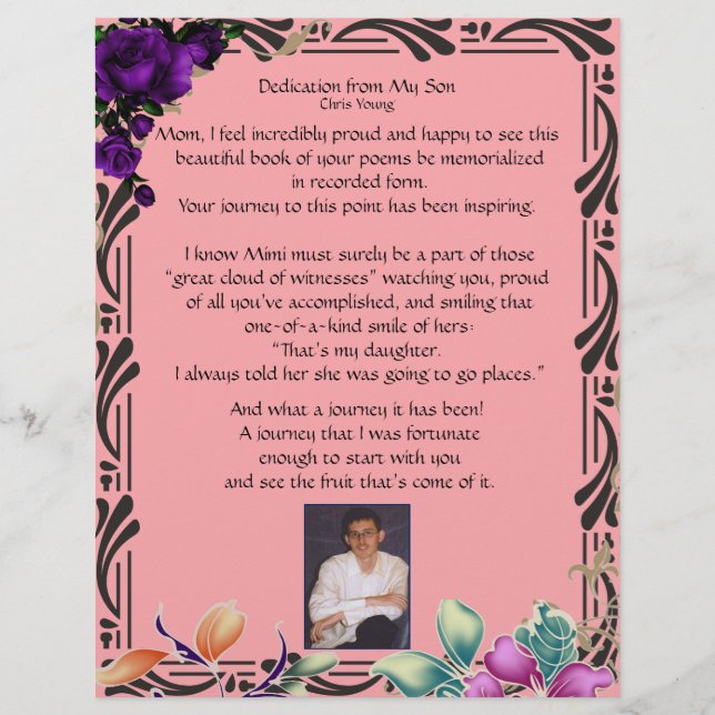 Dedikering av min son om Personlig Papper Person (Framsida)