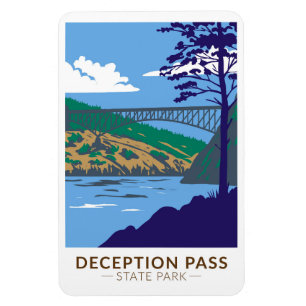 Dedition Pass State Park Bridge Washington Retro Magnet