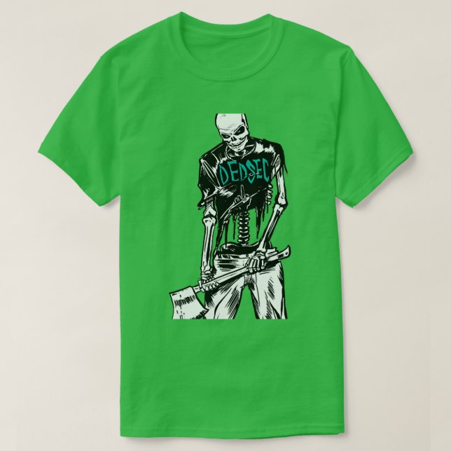 Dedsec Skeleton med ax T Shirt (Design framsida)