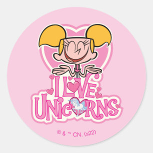 Dee Dee - I Kärlek Unicorns Runt Klistermärke