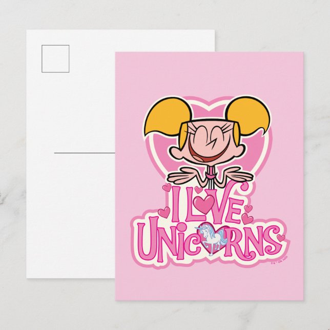 Dee Dee - I Kärlek Unicorns Vykort (Fram/baksida)
