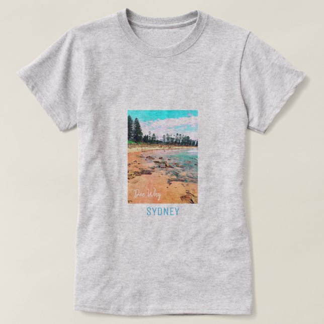 Dee Varför Sydney-stranden Australien resa T Shirt (Design framsida)