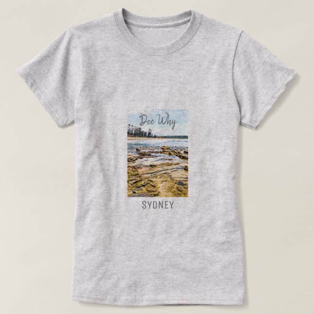 Dee Varför Sydney-stranden Australien resa T Shirt (Design framsida)