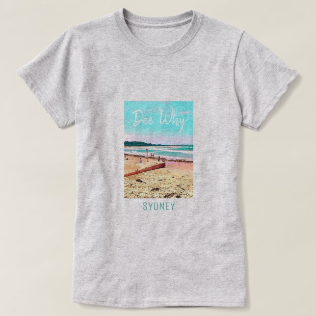 Dee Varför Sydney-stranden Australien resa T Shirt (Design framsida)
