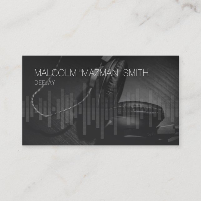 Deejay Disk Jockey DJ Ljud Wave-hörlurar Visitkort (Framsida)