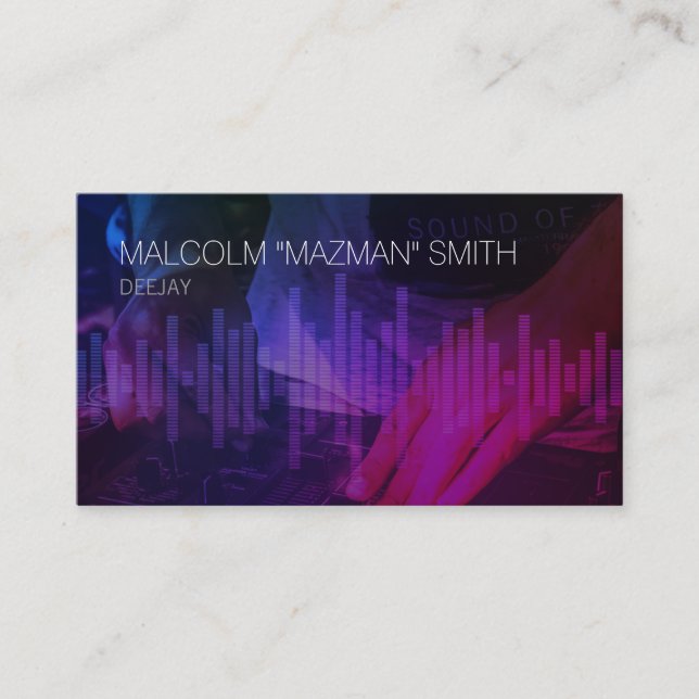 Deejay Disk Jockey DJ Ljud Wave Mixer Visitkort (Framsida)