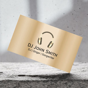 Deejay DJ-hörlurar Logotyp Modern Guld Visitkort