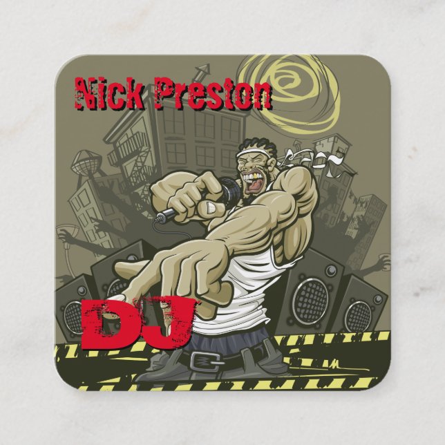 DeeJay | DJ Mix Funky Beats Fyrkantigt Visitkort (Framsida)