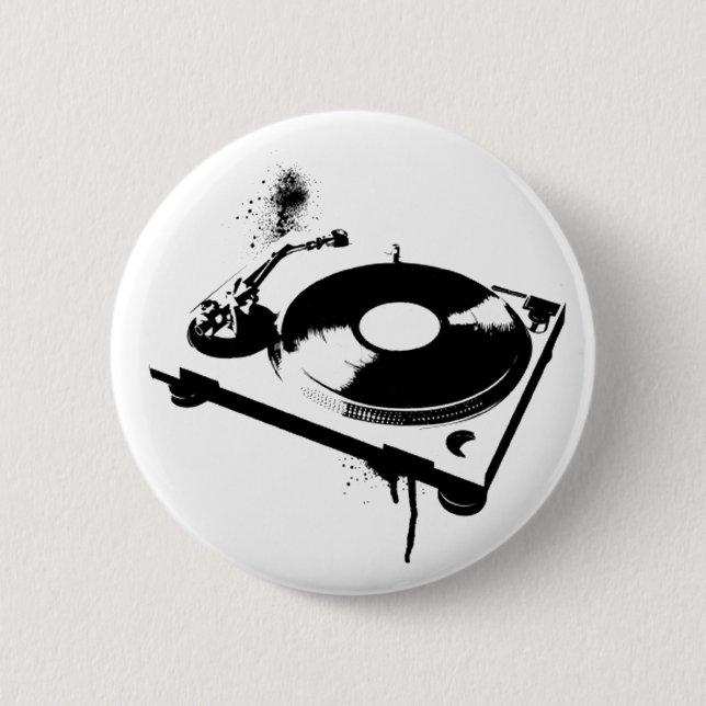 Deejay DJ Turntable Button | Hus Music Gifts Knapp (Framsida)