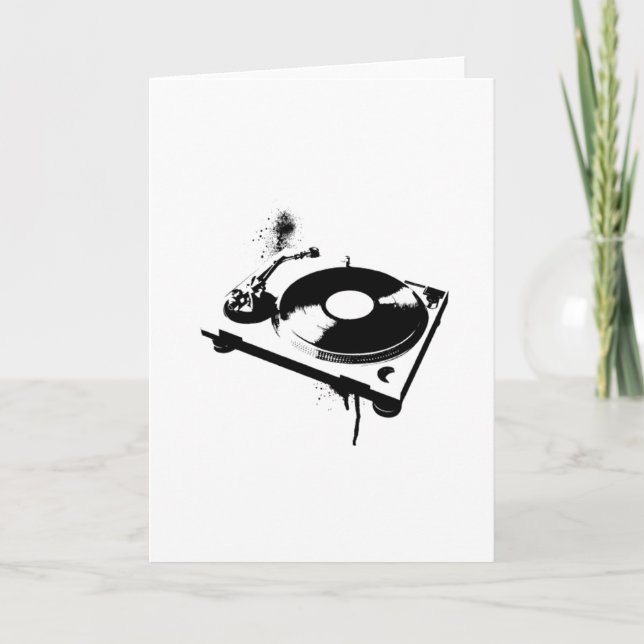 Deejay DJ Turntable Greeting Card | Ibiza House Kort (Framsida)