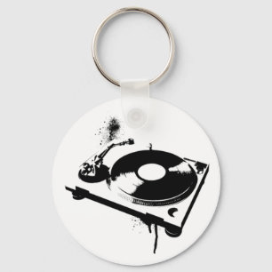 Deejay DJ Turntable Keychain   Hus Music Gifts Nyckelring