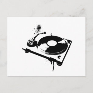 Deejay DJ Turntable Post Card Hus Music Gifts Vykort