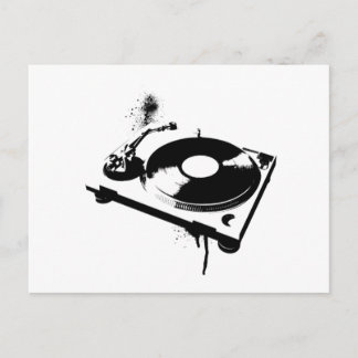 Deejay DJ Turntable Post Card | Hus Music Gifts Vykort