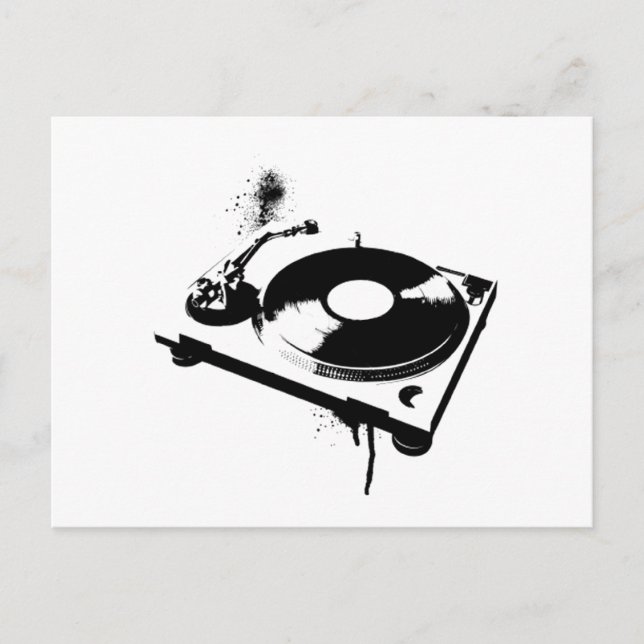 Deejay DJ Turntable Post Card | Hus Music Gifts Vykort (Framsida)