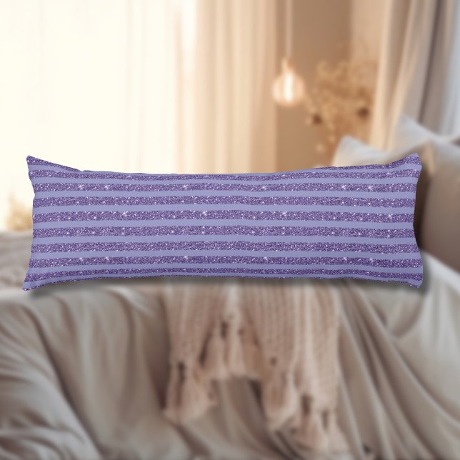 Deep Amethyst Glitter Style Horizontal Stripes  Kroppskudde (Skapare uppladdad)